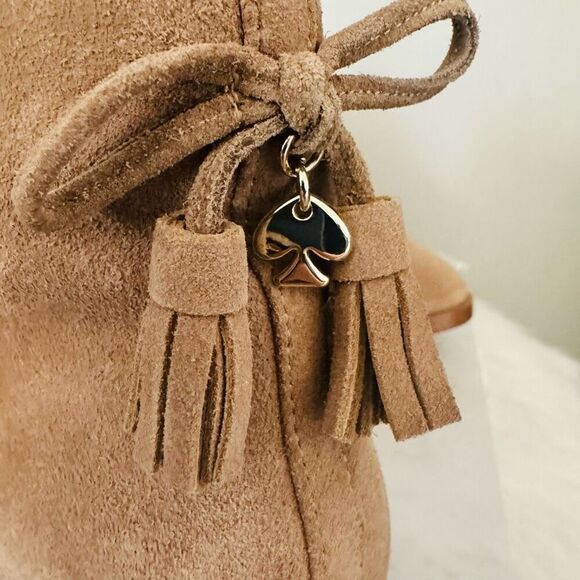 KATE SPADE Sadie Side Zip Tasseled Ankle Suede Boots,  Almond, Size 9.5, NWOB‎ - Picture 10 of 16